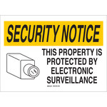 image of Brady B-302 Polyester Rectangle White Surveillance Sign - 10 in Width x 7 in Height - Laminated - 122684