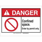 image of Brady B-120 Fiberglass Rectangle White Confined Space Sign - 14 in Width x 10 in Height - 143667
