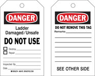 image of Brady 86476 Black / Red on White Polyester / Paper Equipment Safety Tag - 4 in Width - 7 in Height - B-837