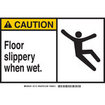 image of Brady B-120 Fiberglass Reinforced Polyester Rectangle Yellow Fall Prevention Sign - 14 in Width x 10 in Height - 62738