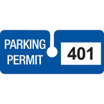 image of Brady Blue Vinyl Pre-Printed Vehicle Hang Tag - 4 3/4 in Width - 2 in Height - 96283 Numbered range for this particular product is 401 to 500.