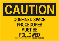 image of Brady B-555 Aluminum Rectangle Yellow Confined Space Sign - 10 in Width x 7 in Height - 126732