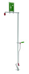 image of Hughes Safety Polished Brush Galvanized Pipe Drench Shower - Floor Mount - 805042-00038