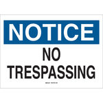 image of Brady B-302 Polyester Rectangle White No Trespassing Sign - 10 in Width x 7 in Height - Laminated - 84155