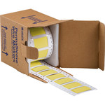 image of Brady Permasleeve 2HT-750-2-YL-S-2 Yellow Polyolefin Die-Cut Thermal Transfer Printer Sleeve - 2 in Width - 1.25 in Height - 0.375 in Min Wire Dia to 0.7 in Max Wire Dia - Double-Side Printable - B-34