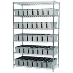 image of Akro-Mils Vantage AWS244830420 Fixed Shelving System - Steel - 6 Shelves - 42 Bins - AWS244830420 GREY