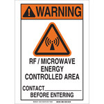 image of Brady B-555 Aluminum Rectangle White Radiation Hazard Sign - 10 in Width x 14 in Height - 35325