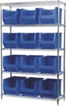 image of Akro-Mils Akrobin AWS184830282 Fixed Shelving System - Steel - 5 Shelves - 12 Bins - AWS184830282 BLUE