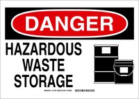 image of Brady B-555 Aluminum Rectangle White Hazardous Material Sign - 10 in Width x 7 in Height - 131755