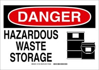 image of Brady B-555 Aluminum Rectangle White Hazardous Material Sign - 14 in Width x 10 in Height - 131756