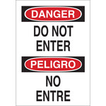 image of Brady B-555 Aluminum Rectangle White Restricted Area Sign - 10 in Width x 14 in Height - Language English / Spanish - 38103