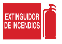 image of Brady B-401 High Impact Polystyrene Red Fire Equipment Sign - 10 in Width x 7 in Height - Language Spanish - 39012