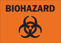 image of Brady B-120 Fiberglass Reinforced Polyester Rectangle Orange Biohazard Sign - 14 in Width x 10 in Height - 69768