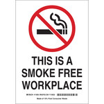 image of Brady B-558 Recycled Film Rectangle White No Smoking Sign - 10 in Width x 14 in Height - 118151