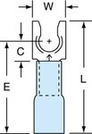 image of 3M Scotchlok MH14-8FLX Blue Locking Brazed Plastic Brazed Fork & Spade Terminal - 1 in Length - 0.3 in Wide - 0.3 in Fork Width - 0.145 in Max Insulation Outside Diameter - 0.09 in Inside Diameter - #