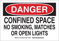 image of Brady B-555 Aluminum Rectangle White Confined Space Sign - 10 in Width x 7 in Height - 126768