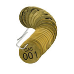 image of Brady 23264 Numbered Valve Tag with Header - 1 1/2 in Dia. - Brass - B-907