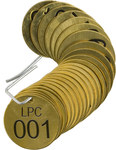 image of Brady 87390 Numbered Valve Tag with Header - 1 1/2 in Dia. - Brass - B-907