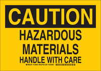 image of Brady B-555 Aluminum Rectangle Yellow Hazardous Material Sign - 10 in Width x 7 in Height - 125988