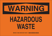 image of Brady B-555 Aluminum Rectangle Orange Hazardous Waste Sign - 10 in Width x 7 in Height - 126564