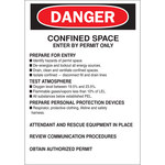 image of Brady B-120 Fiberglass Reinforced Polyester Rectangle White Confined Space Sign - 14 in Width x 20 in Height - 65909