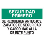 image of Brady B-555 Aluminum Rectangle White PPE Sign - 14 in Width x 10 in Height - Language Spanish - 38525