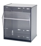 image of Quantum Storage QTB301GY Tip Out Bin Cabinet - Plastic - Gray - 11 13/16 in x 11 3/4 in x 13 7/8 in - 03443