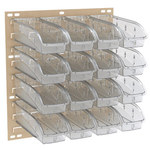image of Akro-Mils Ready Space 150 lb Stone White Steel Double Sided Louvered Floor Rack - 24 5/8 in Overall Length - 23 in Width - 52 in Height - 64 x 305B1 Bins - 30553B1