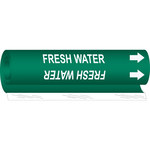 Brady 5692-O White on Green Polyester Water Wrap-Around Pipe Marker - 1/2 in Character Height with Right Arrow - B-689