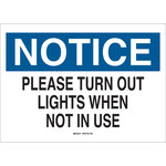 image of Brady B-555 Aluminum Rectangle White Turn Out Lights Sign - 10 in Width x 7 in Height - 41007