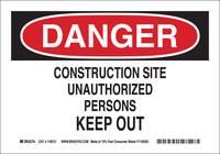 image of Brady B-563 High Density Polypropylene Rectangle White Construction Site Sign - 10 in Width x 7 in Height - 116174