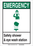 image of Brady B-302 Polyester Rectangle Eyewash & Shower Sign - 10 in Width x 7 in Height - Laminated - 119205