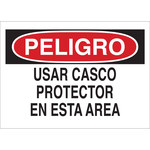 image of Brady B-401 Polystyrene Rectangle White PPE Sign - 14 in Width x 10 in Height - Language Spanish - 38914