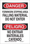 image of Brady B-555 Aluminum Rectangle White Construction Site Sign - 7 in Width x 10 in Height - Language English / Spanish - 125235