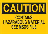 image of Brady B-302 Polyester Rectangle Yellow Hazardous Material Sign - 10 in Width x 7 in Height - Laminated - 84295