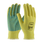 image of PIP Kut Gard 08-K300PD Blue/Yellow XL Cut-Resistant Gloves - ANSI A3 Cut Resistance - PVC Dotted Single Side Coating - 11 in Length - 08-K300PD/XL