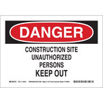 image of Brady B-586 Paper Rectangle White Construction Site Sign - 10 in Width x 7 in Height - 116010