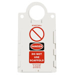 image of Brady Scafftag SCAF2-STHUSA Black / Red on White Rectangle Plastic Scaffold Tag Holder - 6 in Width - 11 1/2 in Height - 754476-14262