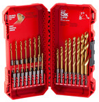 image of Milwaukee SHOCKWAVE Impact Duty RED HELIX Drill Bit Set 48-89-4631 - Titanium Nitride Coated - Hex Shank