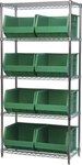 image of Akro-Mils Akrobin AWS183630270 Fixed Shelving System - Steel - 5 Shelves - 9 Bins - AWS183630270 GREEN