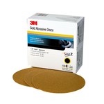image of 3M Hookit Coated Aluminum Oxide Yellow Hook & Loop Disc - Paper Backing - A Weight - P400 Grit - Extra Fine - 6 in Diameter - 00973