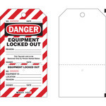 image of Brady PLLT2 Black / Red on White Polyester Lockout / Tagout Tag - 4 in Width - 7 in Height - B-851