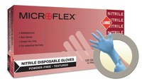 image of Microflex High Five N25 Blue Large Powder Free Disposable Gloves - Industrial Grade - Rough Finish - 5 mil Thick - N253