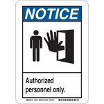 image of Brady B-120 Fiberglass Reinforced Polyester Rectangle White Restricted Area Sign - 7 in Width x 10 in Height - 44979