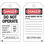 image of Brady 96222 Black / Red on White Polyester Lockout / Tagout Tag - 4 in Width - 7 in Height - B-851