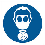 image of Brady B-401 Polystyrene Rectangle White Respirator Sign - 10 in Width x 7 in Height - 25186