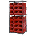 image of Akro-Mils Akrobin AS3679292 Fixed Shelving System - Steel - 3 Shelves - 24 Bins - AS3679292 RED