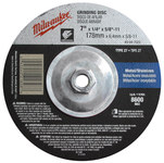 image of Milwaukee Grinding Wheel 21828 - Type 27 (Depressed Center) - 7 in - Aluminum Oxide, Silicon Carbide, and Zirconia Alumina - Coarse