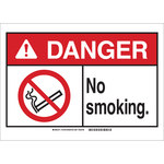 image of Brady B-555 Aluminum Rectangle White No Smoking Sign - 14 in Width x 10 in Height - 143760