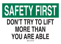 image of Brady B-555 Aluminum Rectangle White Safe Lifting Sign - 10 in Width x 7 in Height - 42888